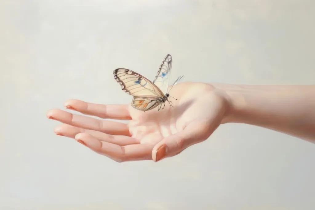 Papillon sur la main.
