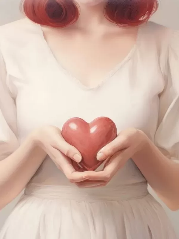 Mains de femmes portant un coeur.